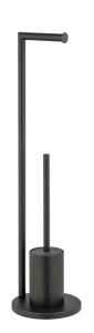 Perie toaleta cu suport hartie igienica negru din metal Ferla Wenko