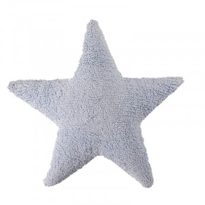 Perna decorativa albastra din bumbac pentru copii 54x54 cm Star Blue Lorena Canals