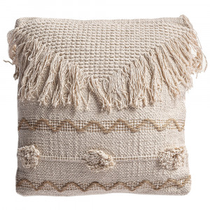 Perna patrata alba/maro din fibre naturale 45x45 cm Yaira Vical Home