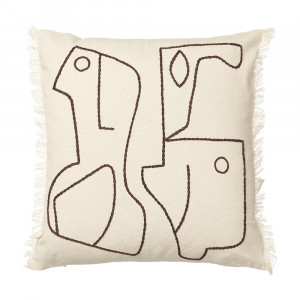 Perna patrata maro cafea/alb antic din bumbac 50x50 cm Figure Ferm Living