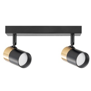 Plafoniera cu 2 spoturi neagra/aurie din metal Fori Zuma Line