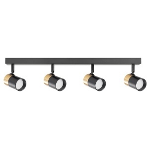 Plafoniera cu 4 spoturi neagra/aurie din metal Fori Zuma Line