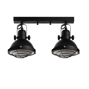 Plafoniera neagra din metal cu 2 becuri Spoly The Home Collection