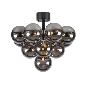 Plafoniera neagra/gri fum din sticla cu 13 becuri Merlot Markslojd