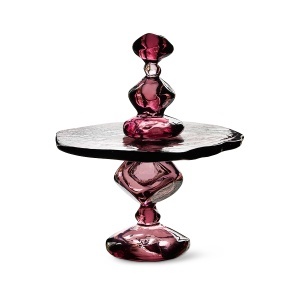 Platou cu picior mov ametist din sticla 32x34 cm Jewel HKliving