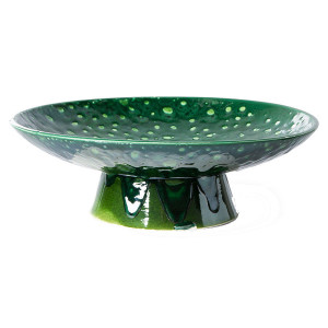 Platou cu picior verde din ceramica 30 cm Emeralds HK Living
