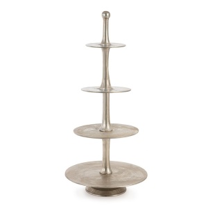 Platou decorativ cu 4 niveluri argintiu din metal 123 cm Mallet Bizzotto