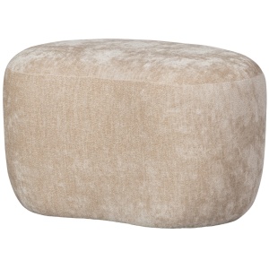 Puf oval crem din textil 51x73 cm Popular Woood