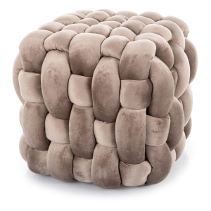 Puf patrat bej inchis din catifea 45x45 cm Faris The Home Collection