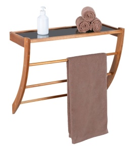 Raft cu suport prosoape maro din lemn 60 cm Fondi Wenko