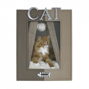 Rama foto grej/argintie din polirasina 17x23 cm Cat Happy-House