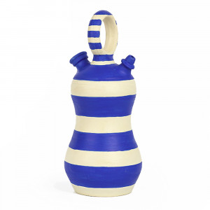 Recipient cu capac alb antic/albastru din ceramica 15x31 cm Avina Thai Natura