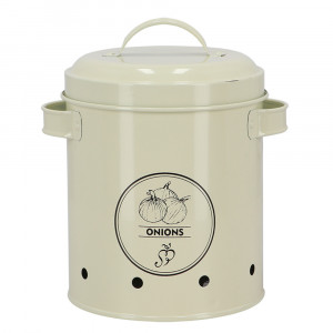 Recipient cu capac alb/negru din metal 17x20 cm Onions Esschert Design