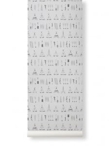 Rola tapet 53x1000 cm Native negru/alb Ferm Living