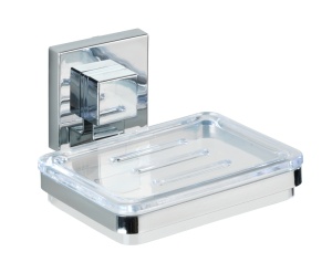 Savoniera pentru perete din metal argintiu 12x12 cm Vacuum-Loc Wenko