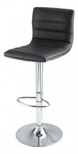 Scaun bar ajustabil negru din otel si PVC Olivia Black Zago