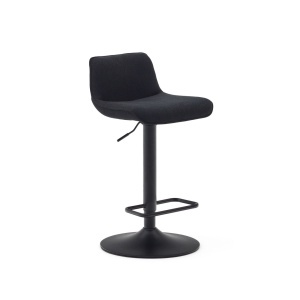 Scaun bar ajustabil negru din textil Zenda Kave Home