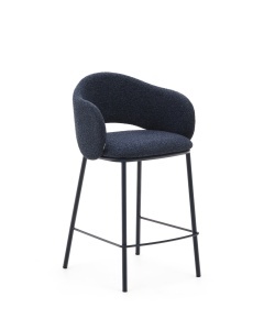 Scaun bar albastru din textil Maina Chenille Kave Home