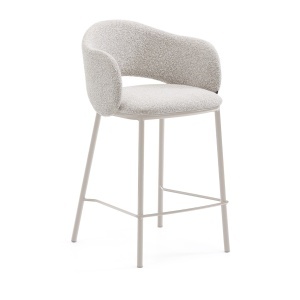 Scaun bar bej din textil Maina Chenille Kave Home