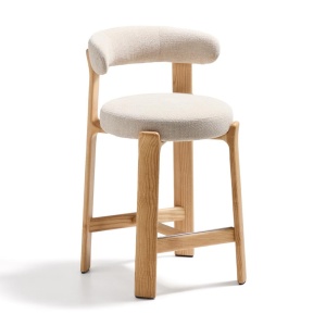 Scaun bar bej/maro deschis din textil Granite Chenille Small Kave Home