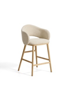 Scaun bar din textil bej Maina Chenille Wood Kave Home
