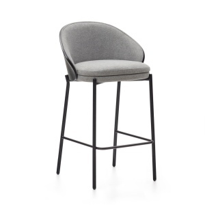 Scaun bar gri deschis/negru din textil Eamy Low Kave Home