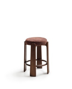 Scaun bar maro din textil Granite Walnut Tall FR Kave Home