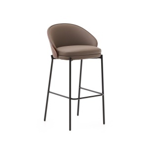 Scaun bar maro/negru din piele ecologica Eamy Tall Kave Home