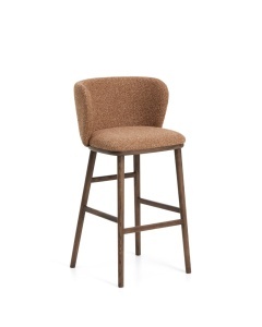 Scaun bar maro teracota/maro inchis din textil Ciselia Chenille Kave Home