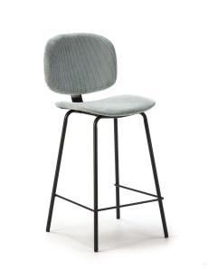 Scaun bar negru/albastru deschis din catifea Arus The Home Collection