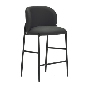 Scaun bar negru din piele ecologica Mogi Low Teulat