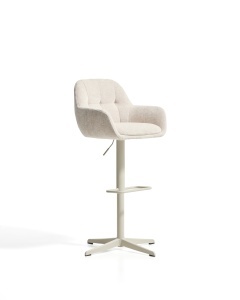 Scaun bar rotativ ajustabil bej din textil Dorina Chenille Kave Home