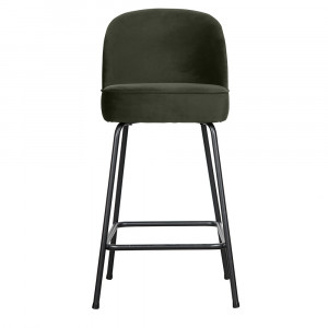 Scaun bar verde inchis din catifea Vogue Low Woood