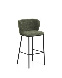Scaun bar verde inchis/negru din textil Ciselia Chenille Kave Home