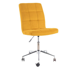 Scaun birou ajustabil galben din catifea Q-20 The Home Collection