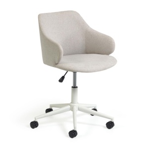 Scaun birou rotativ gri deschis din textil Einara Kave Home