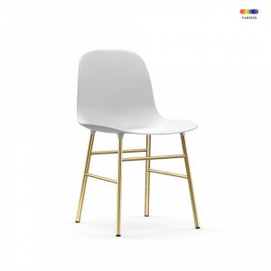 Scaun dining alb/auriu din polipropilena si otel Form Normann Copenhagen