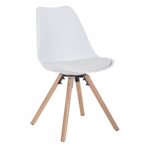Scaun dining alb/maro din piele ecologica New Trend Bizzotto