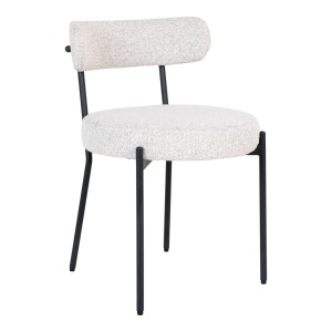 Scaun dining alb/negru din textil Badalona Boucle House Nordic