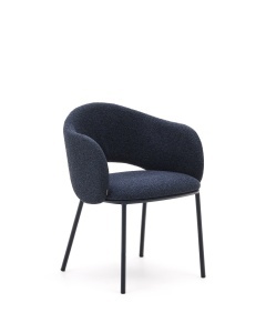 Scaun dining albastru din textil Maina Chenille Kave Home