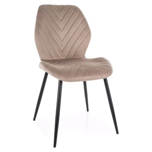 Scaun dining bej inchis din catifea Mike The Home Collection
