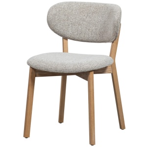 Scaun dining crem/maro deschis din textil Udar Woood