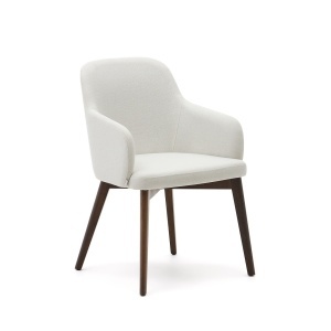 Scaun dining crem/maro inchis din textil Nelida Kave Home