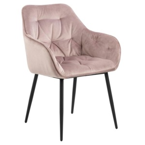 Scaun dining din catifea roz prafuit Brooke Quiet Object