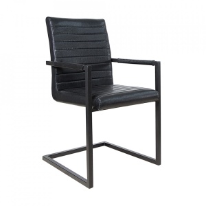 Scaun dining din piele ecologica neagra Cantilever Loft The Home Collection
