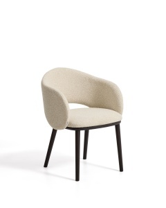 Scaun dining din textil bej Maina Chenille Black Kave Home