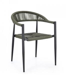 Scaun dining exterior negru/verde din metal Jandia Bizzotto
