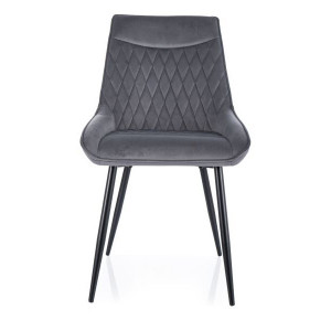 Scaun dining gri din catifea Agat The Home Collection