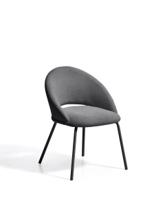 Scaun dining gri din textil Bonali Chenille Kave Home