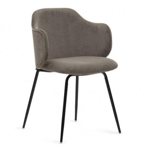 Scaun dining gri din textil Yunia Kave Home